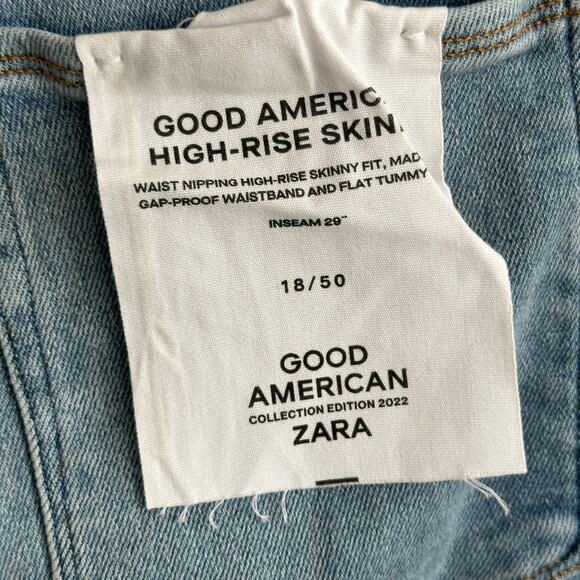 NWT Good American x Zara waist nipping high rise skinny jeans SIZE 18 - Picture 8 of 12